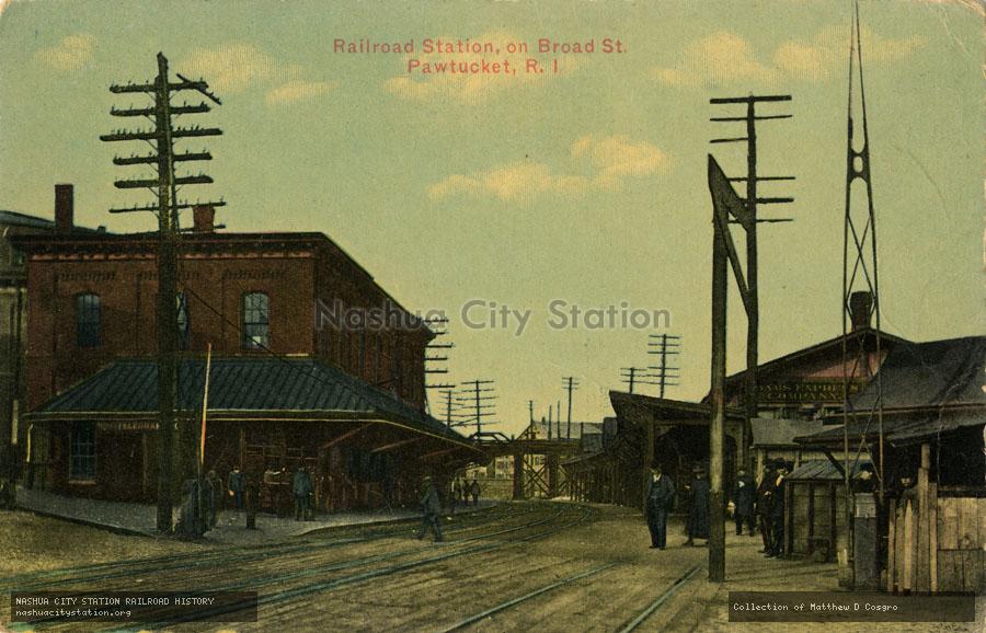 Postcard: Railroad Station on Broad Street, Pawtucket, Rhode Island